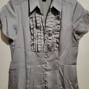 Apostrophe Charcoal Button-Front Blouse